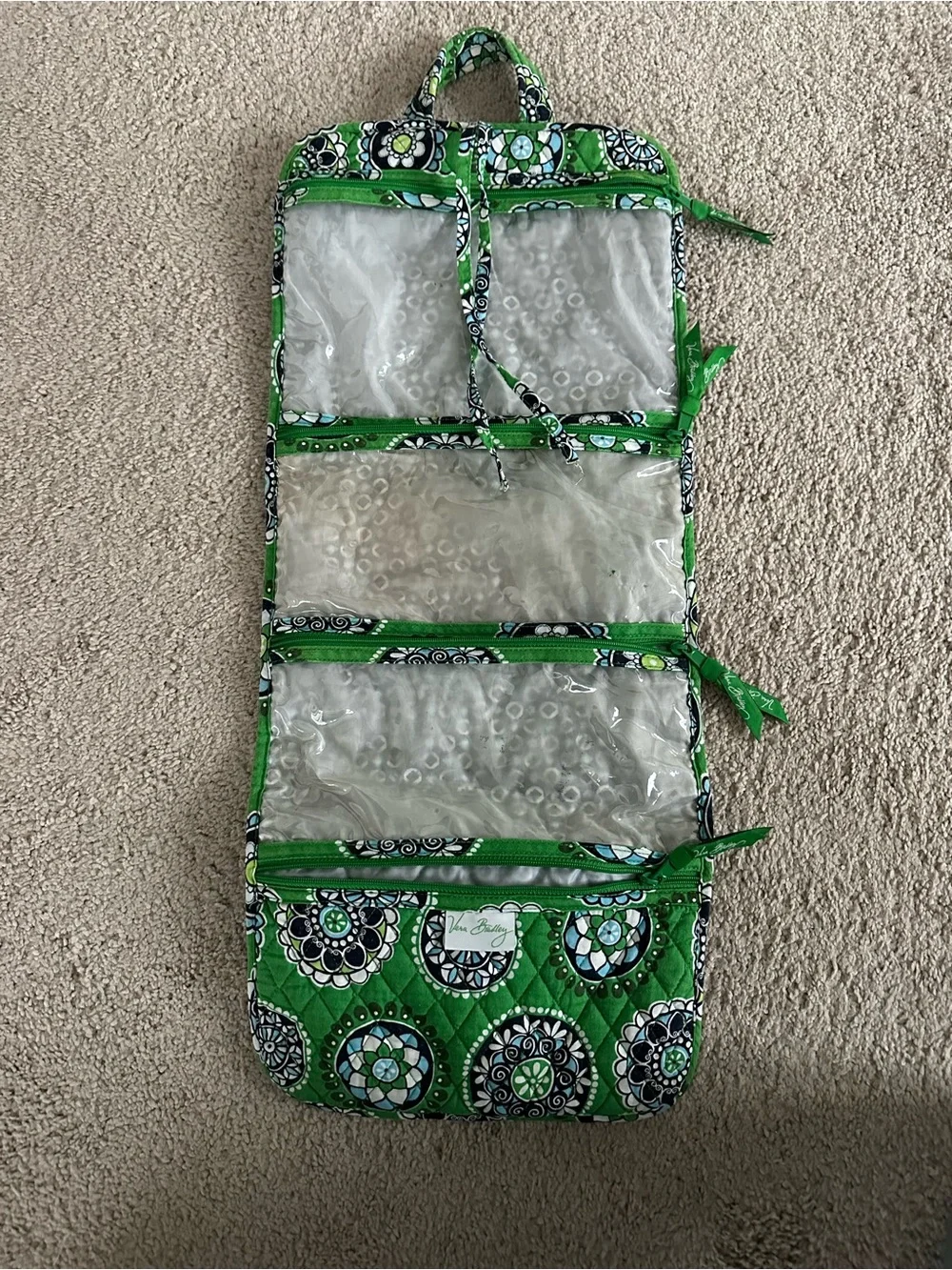 Vera Bradley Green Quilted Cupcake Toiletries  Pouch